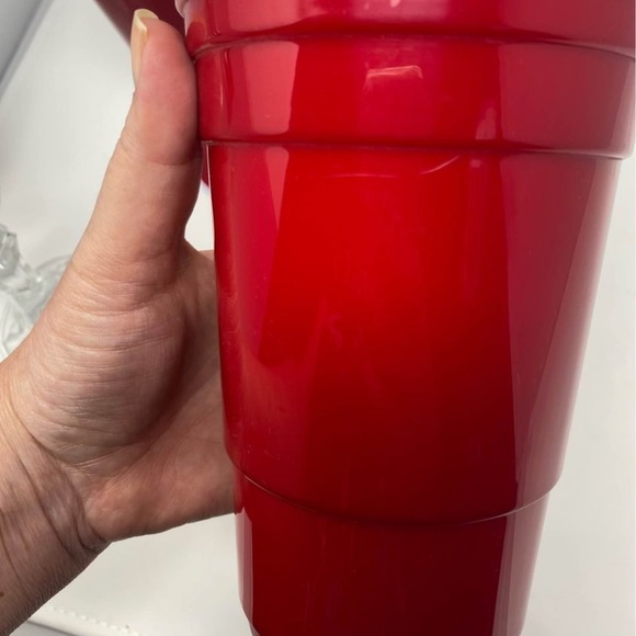 Ball wine glass red cup living plastic glass redneck white elephant lot of 3 - Picture 9 of 9